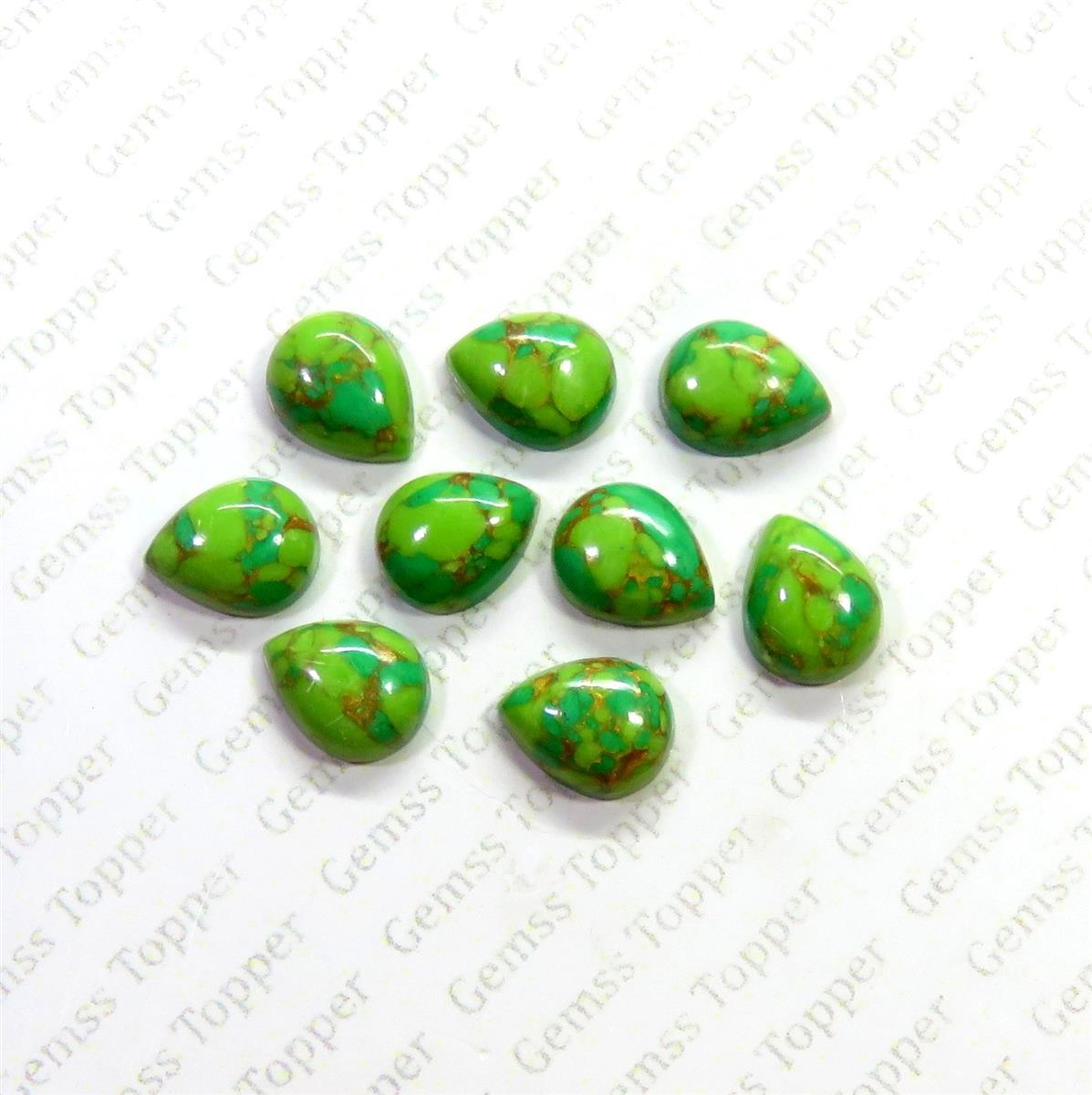 Green Mohave Turquoise 9x12 mm Pear Cabochon